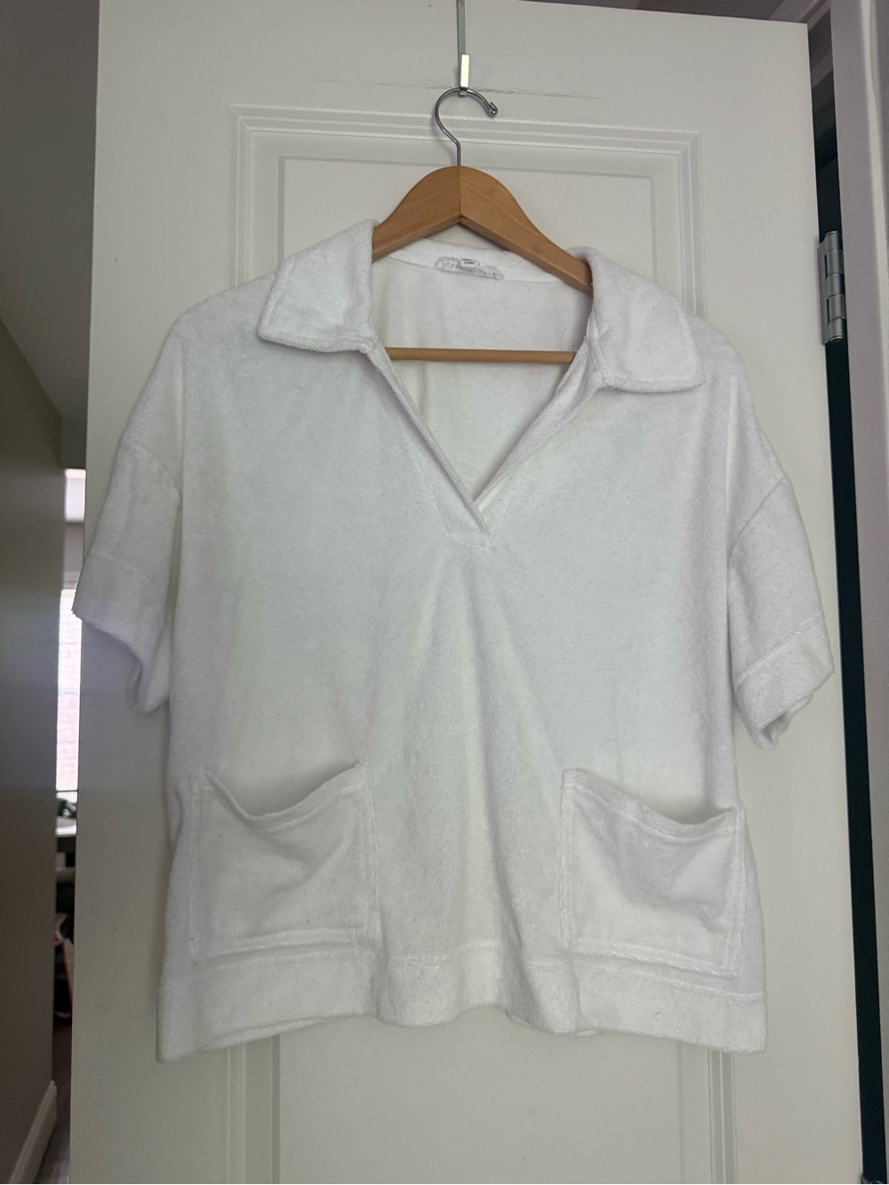 White Terry Cloth Cropped Tshirt Oversized Boxy Beachwear